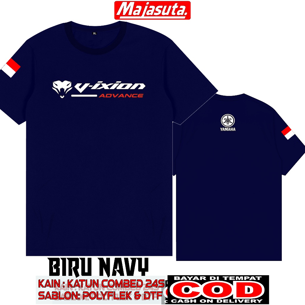 BAJU KAOS YAMAHA VIXION ADVANCE M1 KATUN COMBED 24S TEBAL//BISA COD//KAOS KOMUNITAS//KAOS CLUB//KAOS