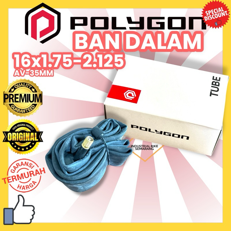 ( BD POLYGON 16 x 1.75-2.125 ) Tube Ban Dalam Sepeda Anak Ukuran Size 16inch 16inc Bmx Mini Lipat