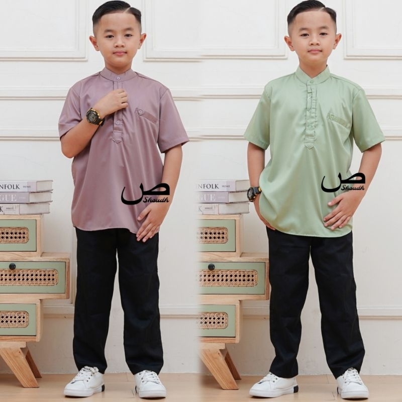 Baju Koko Anak Lengan Pendek Kasual Model Terbaru Ramadhan Lebaran Bahan Toyobo Premium Lembut Nyama