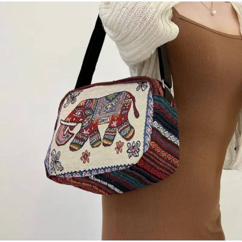 tas selempang Thailand motif gajah/owl