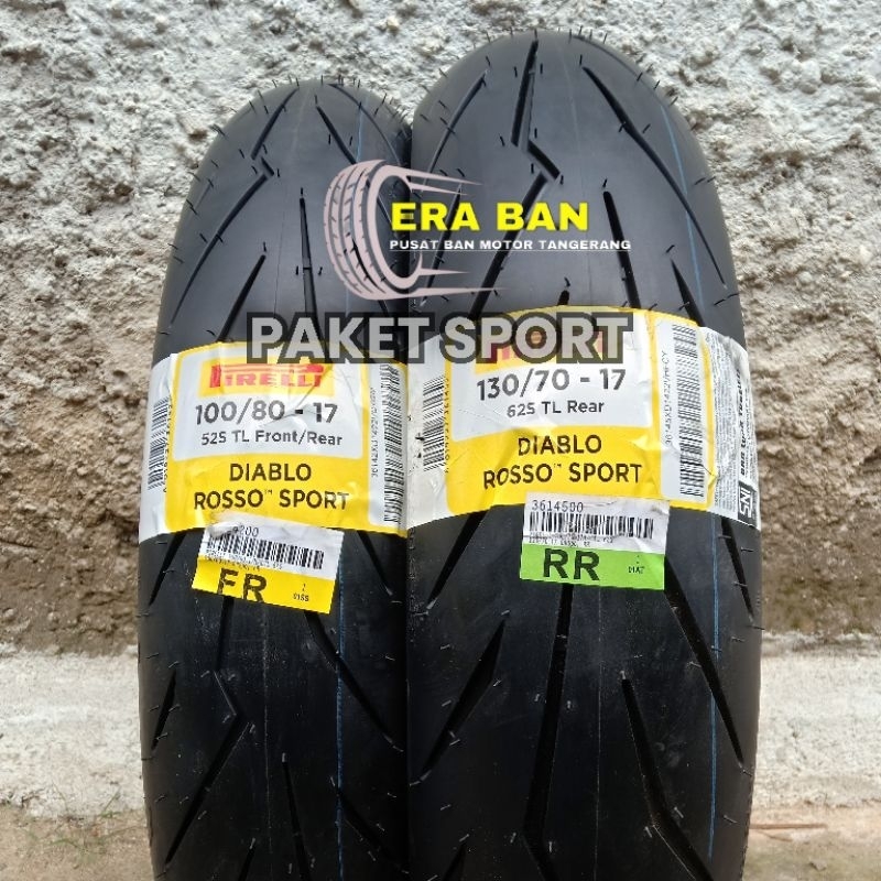 PAKET Ban Pirelli Diablo Rosso Sport 100/80-17 & 130/70-17 For Vixion CB150R CBR R15 Dll