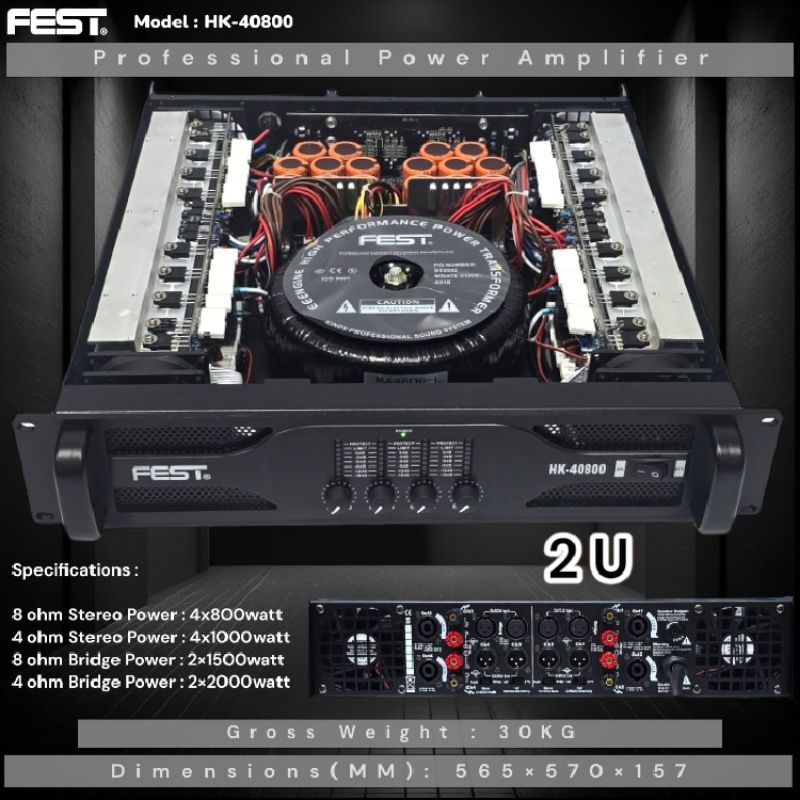 Power amplifier Fest HK 40800 2U 4channel original