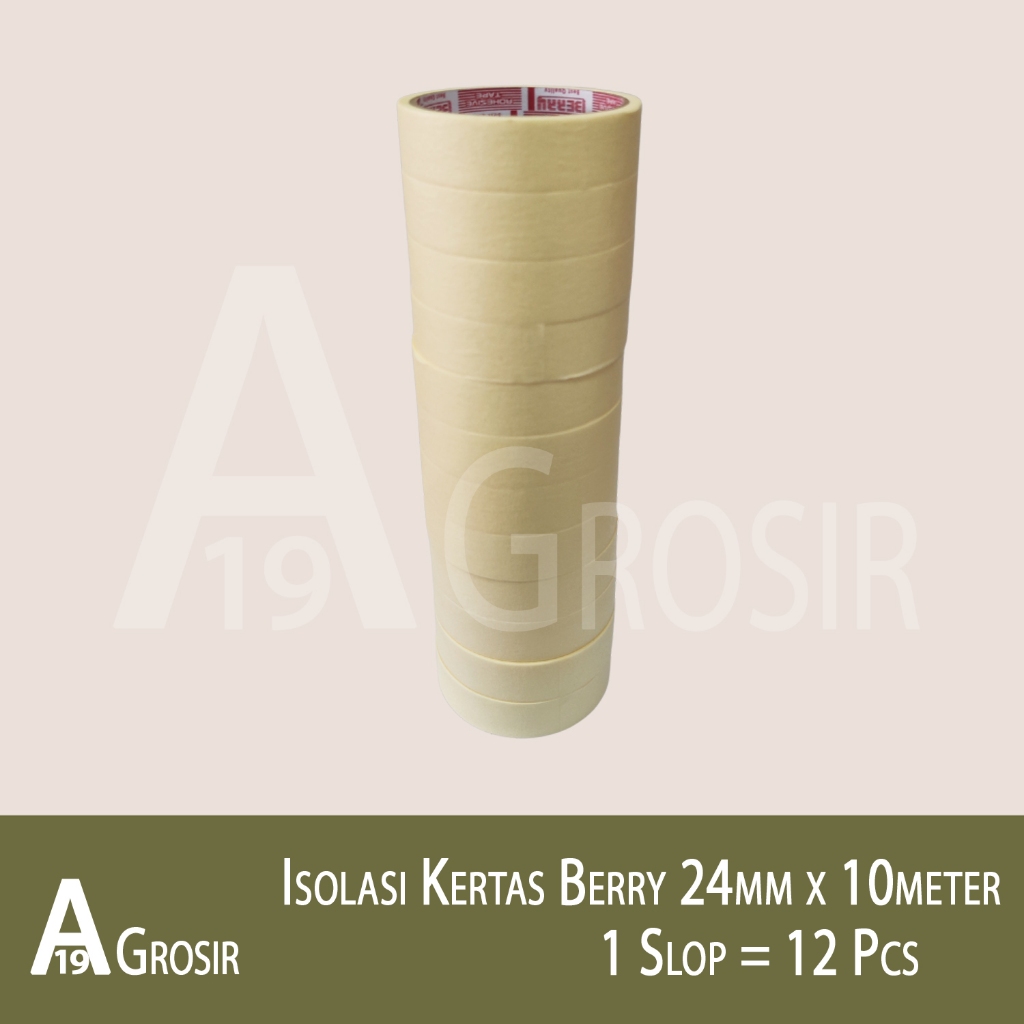 (1SLOP=12PCS) Isolasi Kertas Berry 24mm 10meter