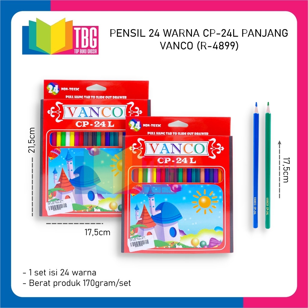 

1 SET PENSIL 24W CP-24L PANJANG VANCO / PENSIL WARNA / COLOUR PENSIL 24 WARNA / PENSIL WARNA VANCO (R-4899)