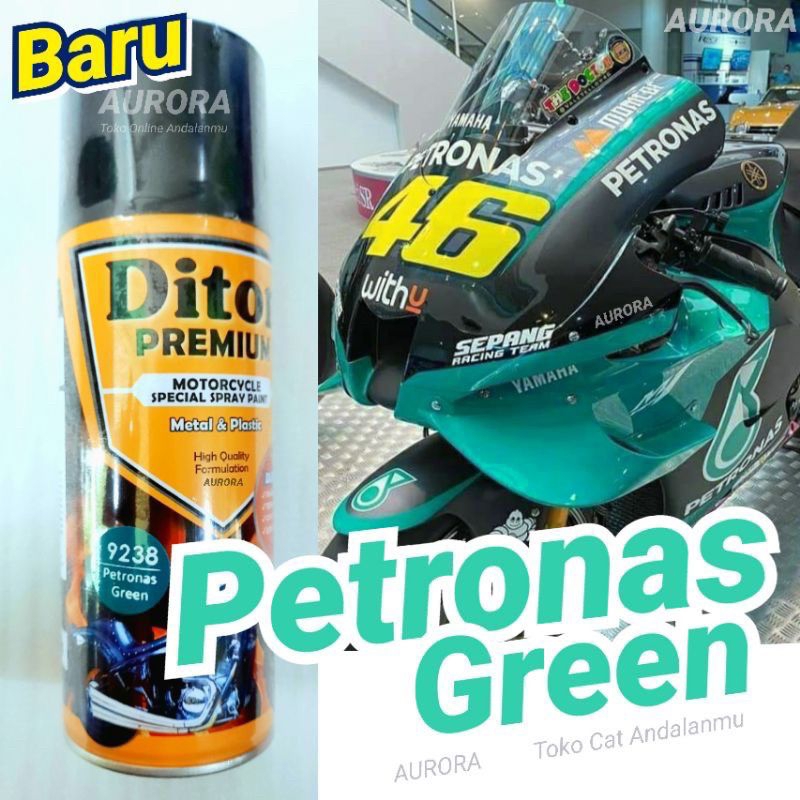 Pilok Diton Premium Petronas Green Tosca 9238 Hijau Toska Solid Mengkilap 400ml | Cat Semprot Sepeda