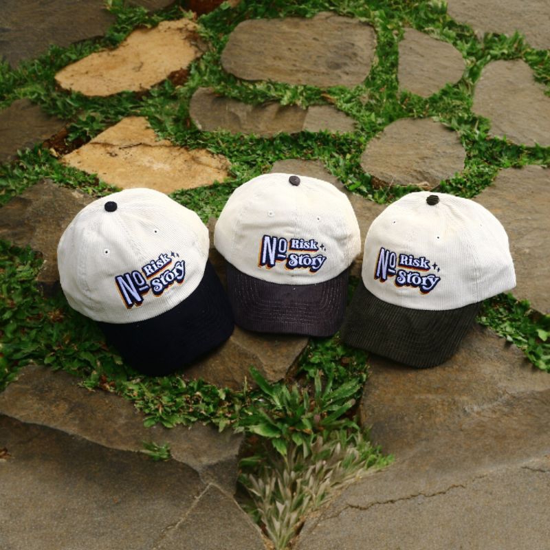 TOPI BASEBALL CAPS CORDUROY DESIGN NO RISK NO STORY OFFWHITE