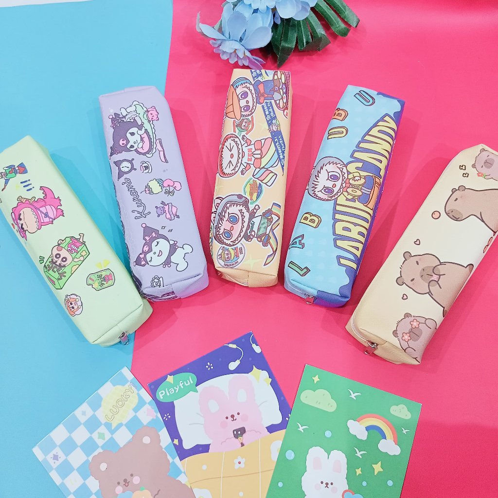 

Tempat Pensil Karakter / Tepak pensil Motif Shincan Capy Bala Sanlio labubu alat tulis sekolah