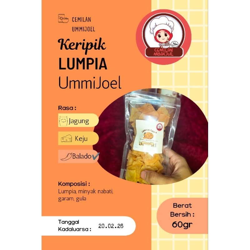 

Kripik Lumpia balado pedas manis/Lumpia chips/60gr/Cemilan Kekinian/Kripik murah/ Kripik kekinian