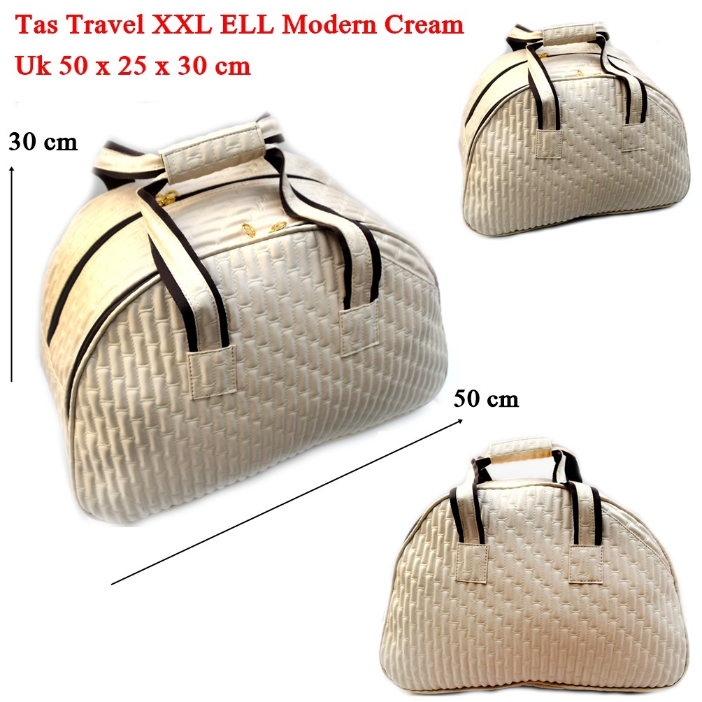 Tas Travel Kulit Ell Flower Cream Modern