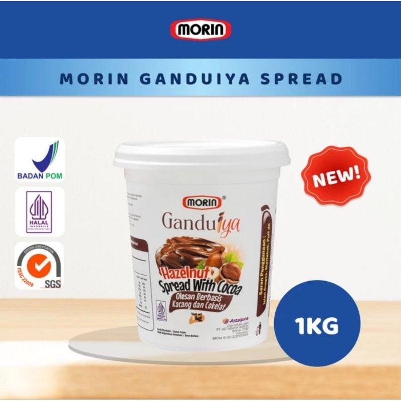

Morin Ganduiya Hazelnut Choco Spread Selai Coklat Kacang 1kg Ember