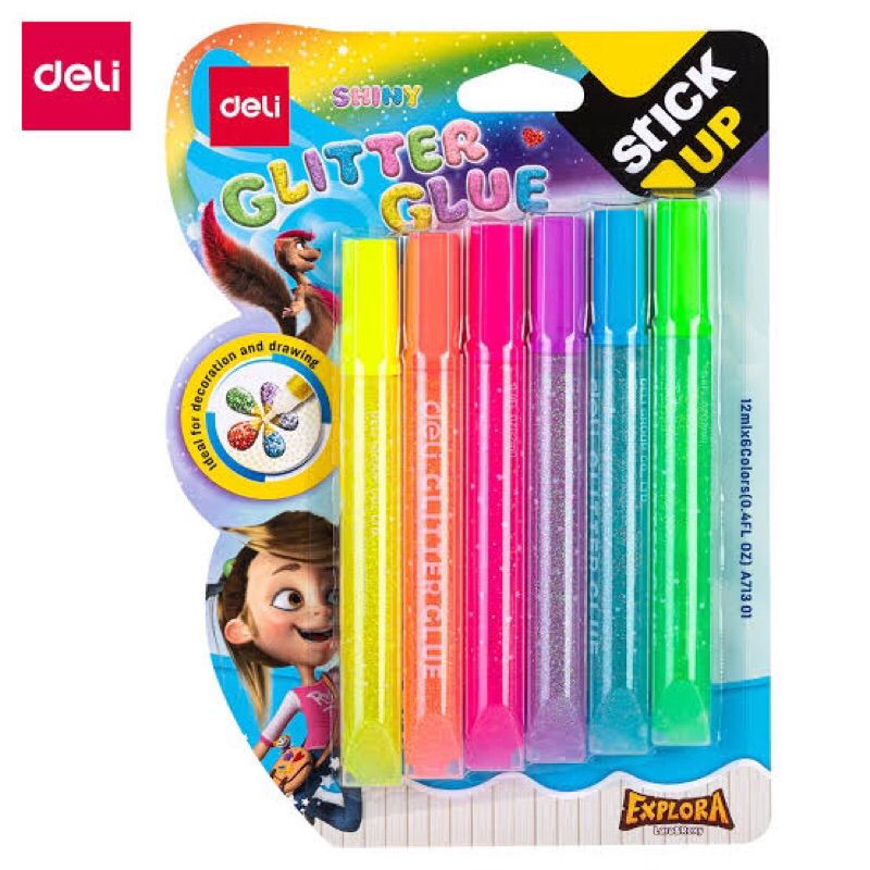 

Deli Stationery Glue Glitter 6pcs / Lem gliter lem kertas lem warna