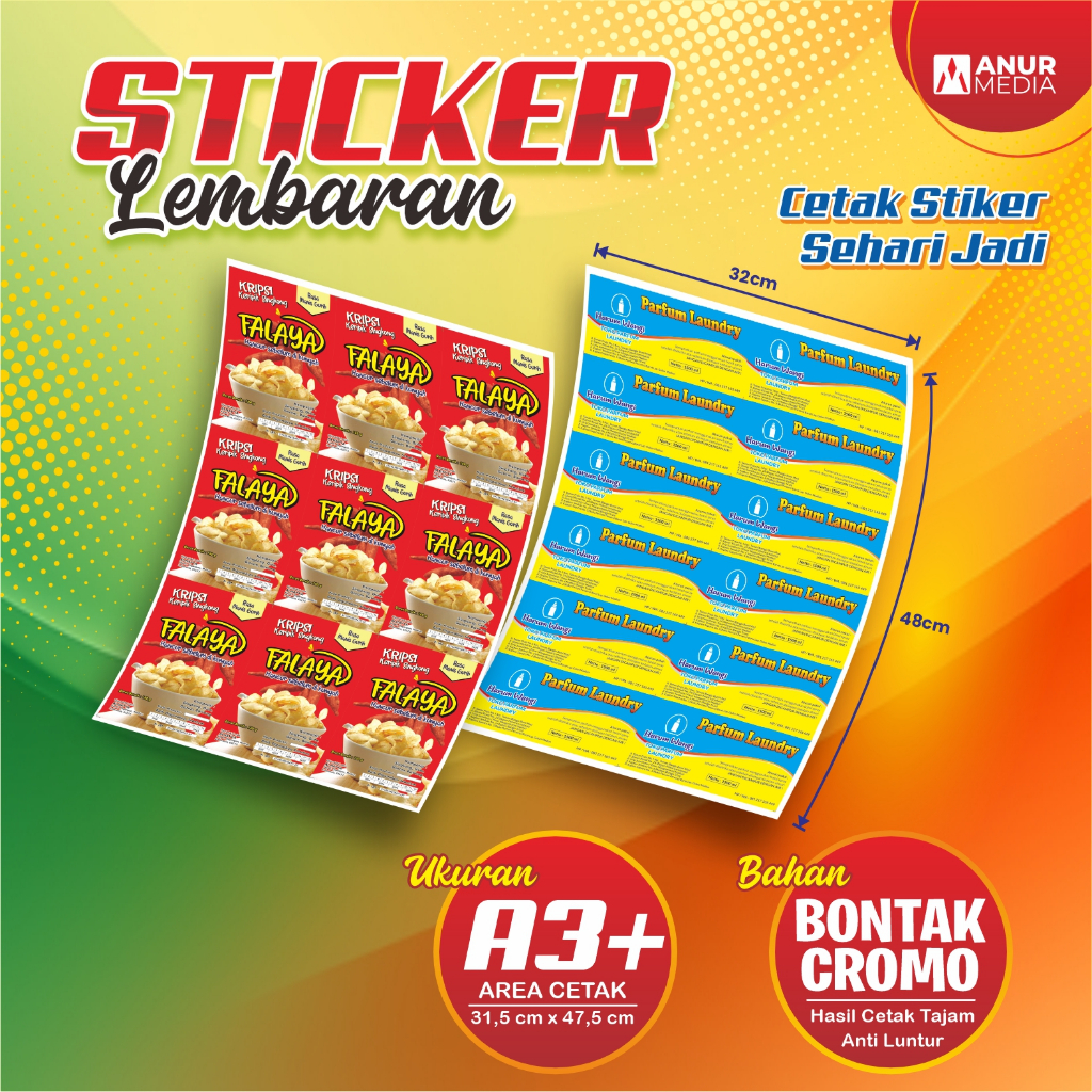 

Sticker A3 + Laminasi | Sticker Custom + laminasi | Print Stricker Makanan + Laminasi
