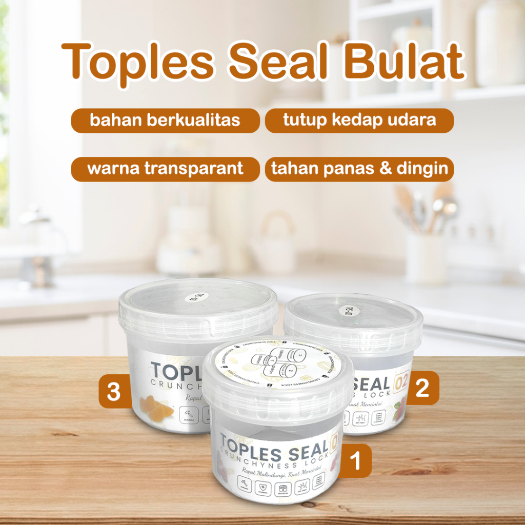 Toples Seal Bulat / Toples Plastik Bening Bulat / Toples Tutup Ulir / Toples Kue / Toples Permen