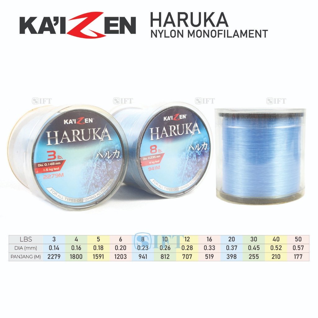 Senar Nylon KAIZEN HARUKA 3 -- 50 Lbs | Monofilament | Harian Kolam Sungai Laut Pancing | IFT STORE