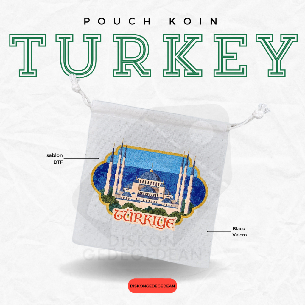Diskongedegedean Pouch Koin Souvenir Istanbul Turki Dompet Oleh Oleh Turkey Bahan Blacu dengan Resle