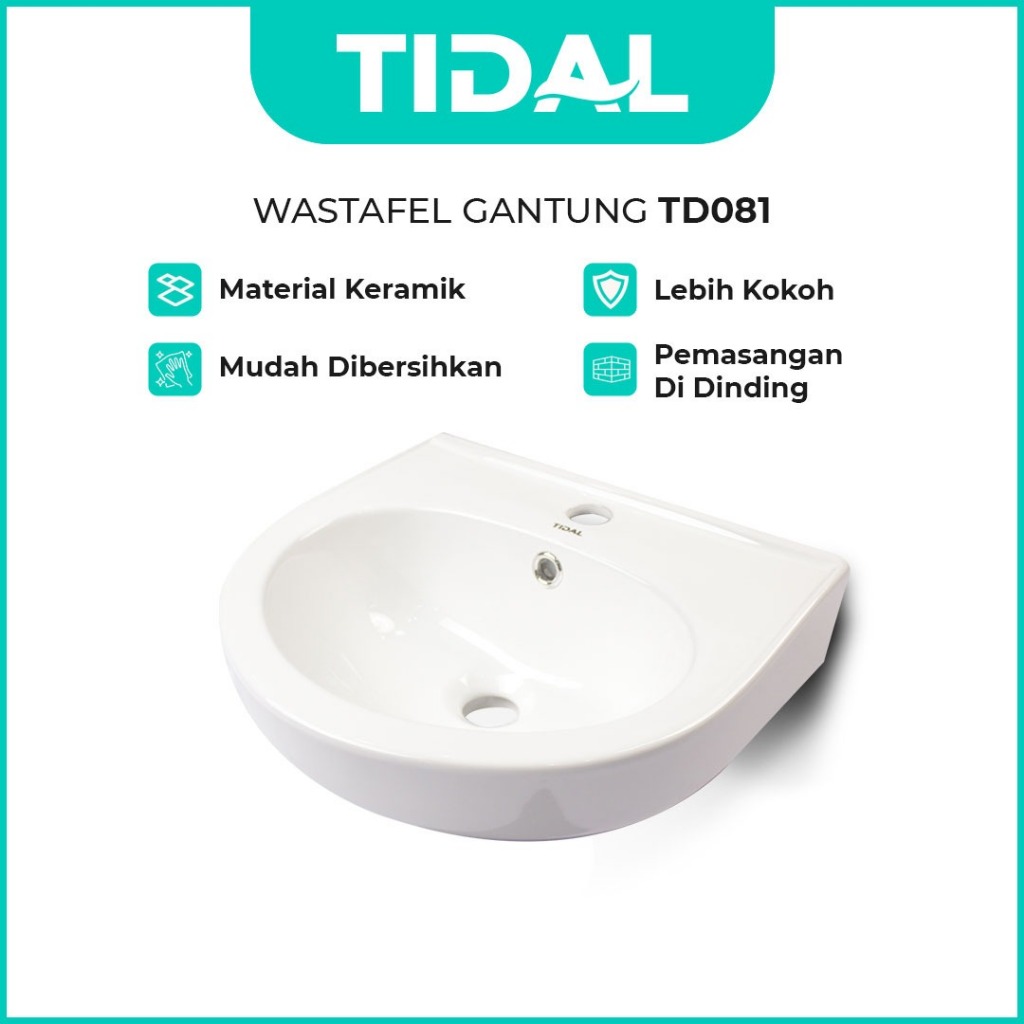 Wastafel Keramik Gantung Tembok Tidal TD081 Minimalis