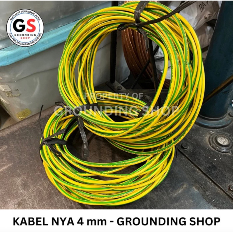 Kabel NYA 4 mm Kuning Hijau (Harga per Meter) / Kabel Grounding NYA 4 mm Kuning Hijau