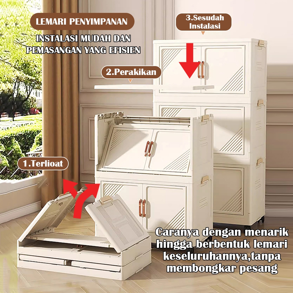 Lemari Plastik Serbaguna Dapat Menyimpan Rak Makanan lemari rak lemari gudang Lemari Penyimpanan Pla