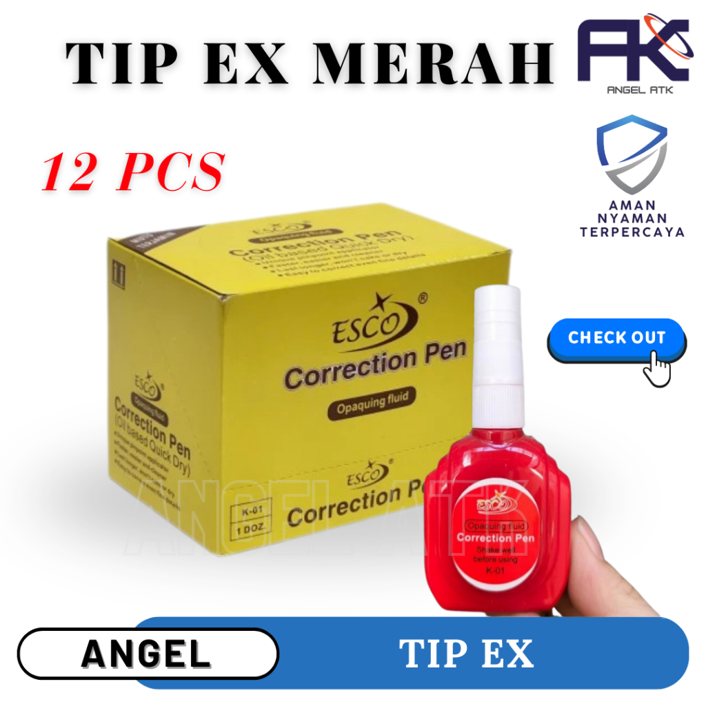 

( Eceran ) Tip Ex Esco / Koreksi Pulpen Cair / Tip Ex Cepat Kering / Correction Fluid / Penghapus Pena / Cash On Delivery / Atk Blessing