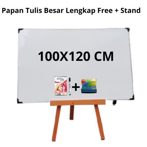 

Papan Tulis Besar 100x120cm + Stand 90 Cm / Penyangga Free Spidol Penghapus