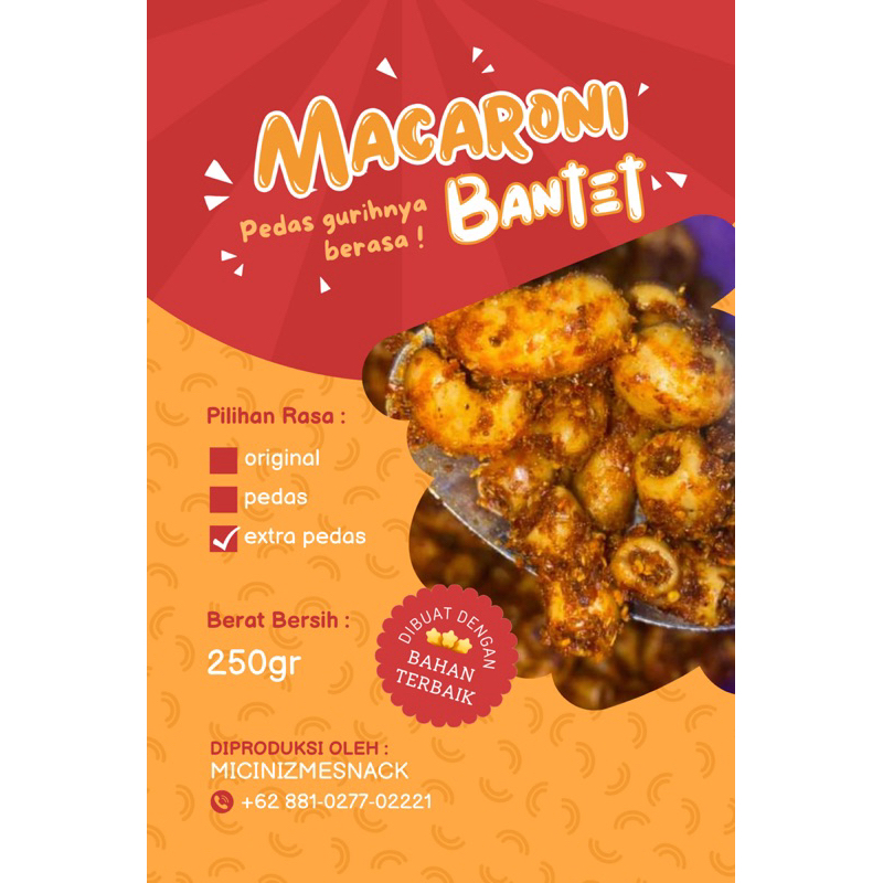 Makaroni Bantet 250gr Cemilan makaroni bantet pedas