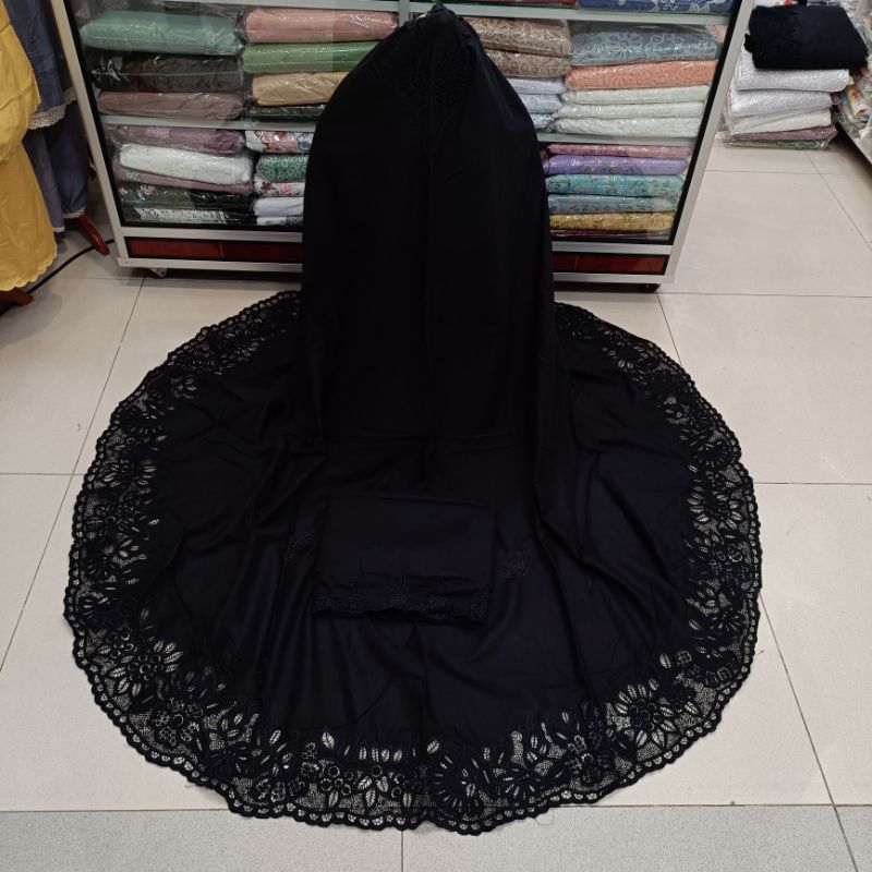 Mukena kerancang paris hitam premium