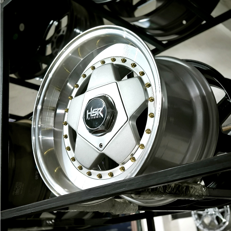 Velg Celong R15 Kijang Jazz Brio dll HSR AACHEN Ring 15 Glossy silver machine lip - hsr wheel depok