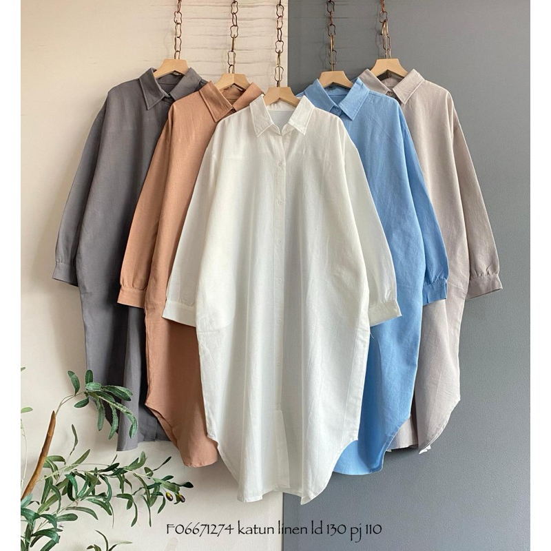 Baju Tunik Poplin Bordir LD 130 Wanita / Fashion Merah Putih Cewek Terbaru / Busana Kemeja Kantoran 