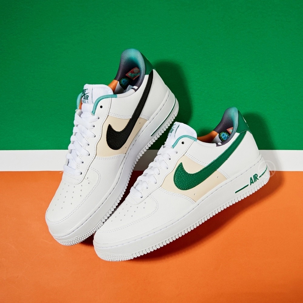 SEPATU NIKE AIR FORCE 1 07 LV8 EMB WHITE MALACHITE ORIGINAL FREE PAPER BAG DAN FREE KAOS KAKI SEPATU