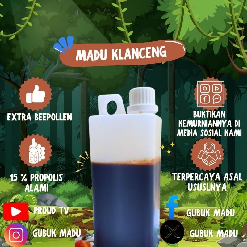 

Madu Klanceng ( Trigona ) Full Beepolen, Propolis dan Royal Jelly Kemasan 1 KG