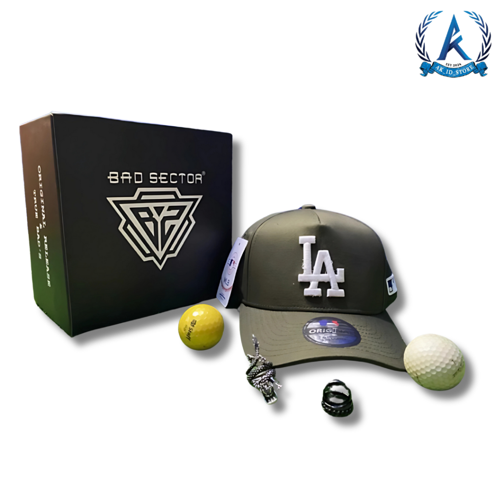 AK_ID_STORE Topi logo LA warna bahan hijau army tag MLB unisex original Topi Pria Wanita Murah Bahan