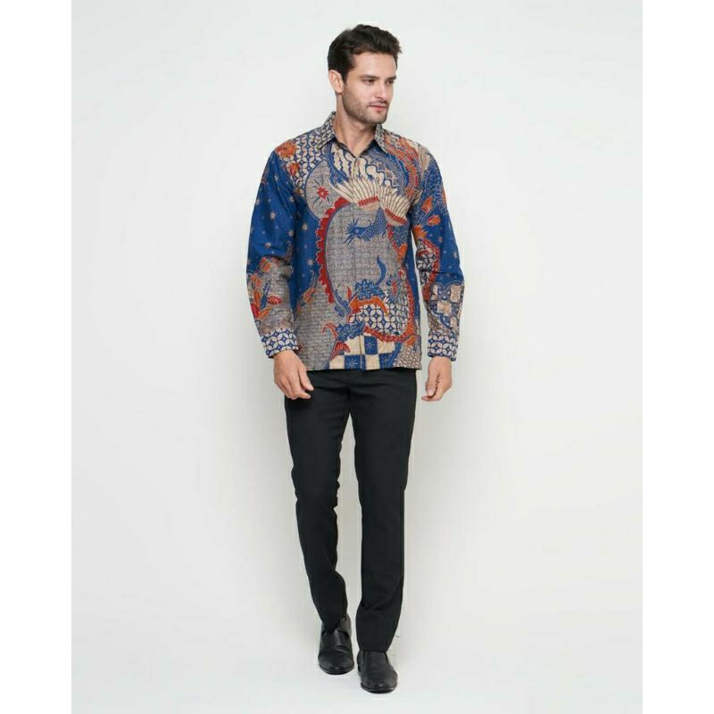 kemeja batik pria katun solo REGULER FIT motif parang biru