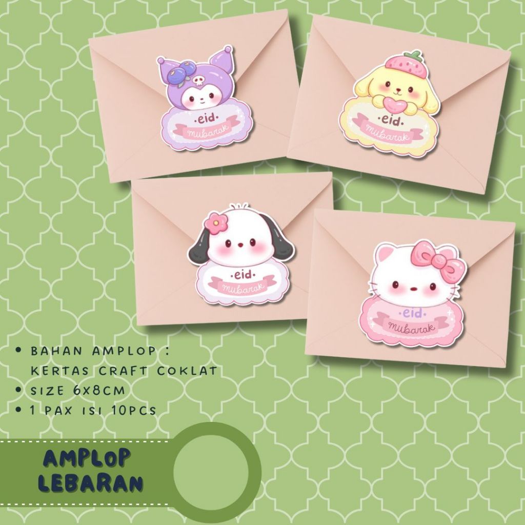 

Amplop Lebaran Premium (ISI 10PCS) Desain 2025 Tema Sanrio Angpau Idul FItri