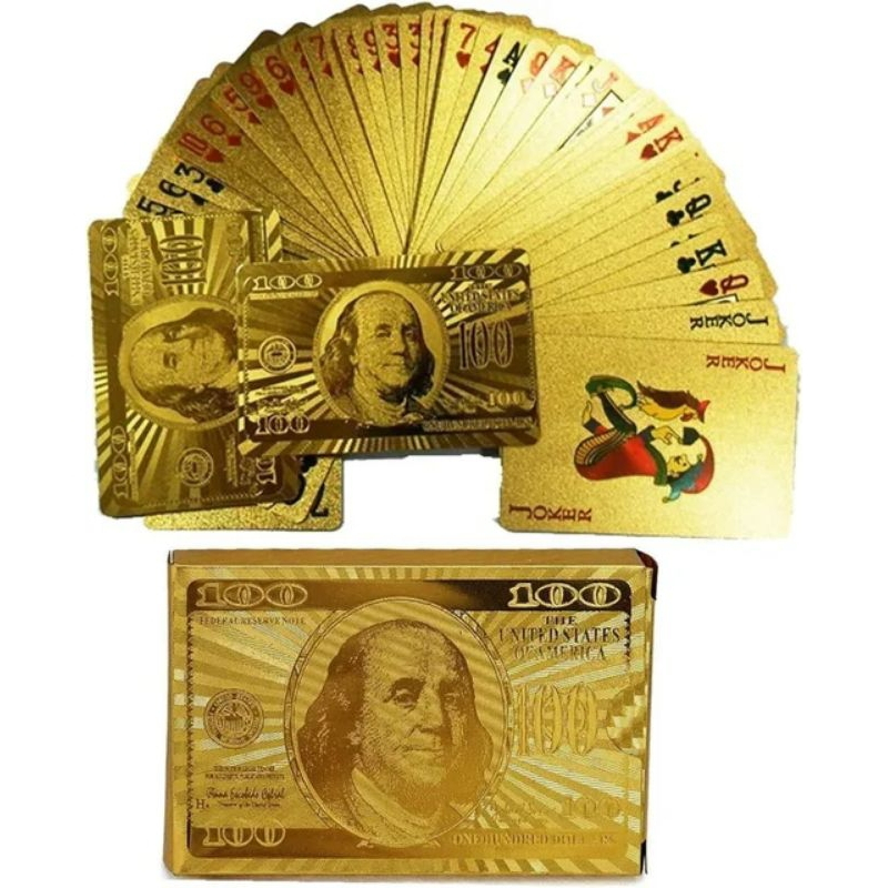 Golden Kartu Remi PVC Tahan Air Poker Warna Emas Gold Black Waterproof Playing Card