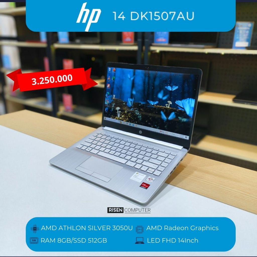 LAPTOP SECOND BERKUALITAS HP 14 DK1507TU AMD ATHLON SILVER 3050U RAM 8GB SSD 512GB 14inch Notebook s