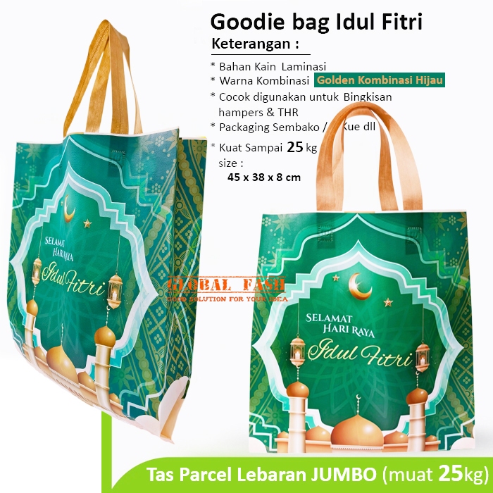 

Goodie bag lebaran laminasi JUMBO elegant / tas hari raya idul fitri Ramadhan / kantong sembako kuat