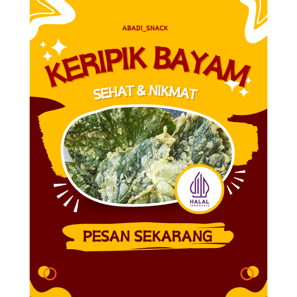 

Keripik Bayam higienis dan juga nikmat BISA ecer & kiloan 100% HALAL