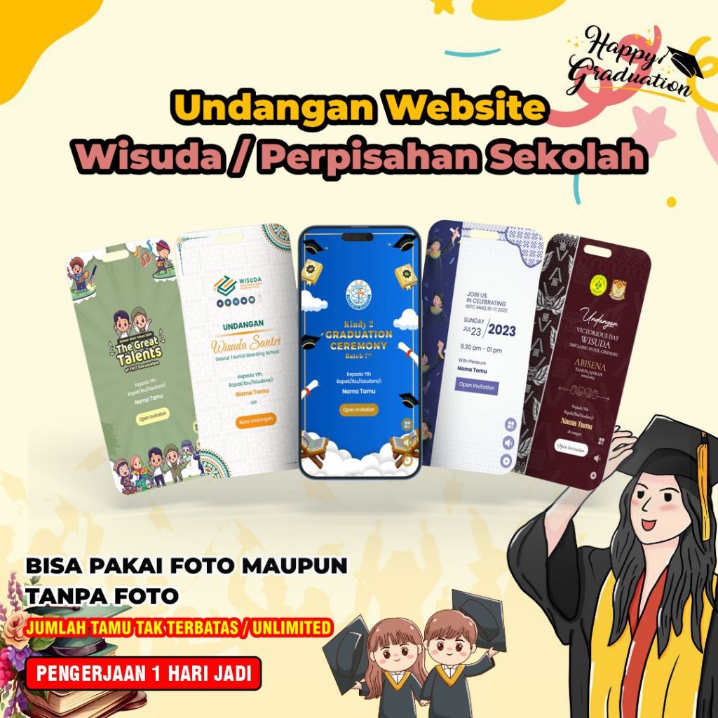 Undangan website Wisuda atau Undangan Digital Wisuda, Undangan wisuda, Undangan Wisuda custom, Undan