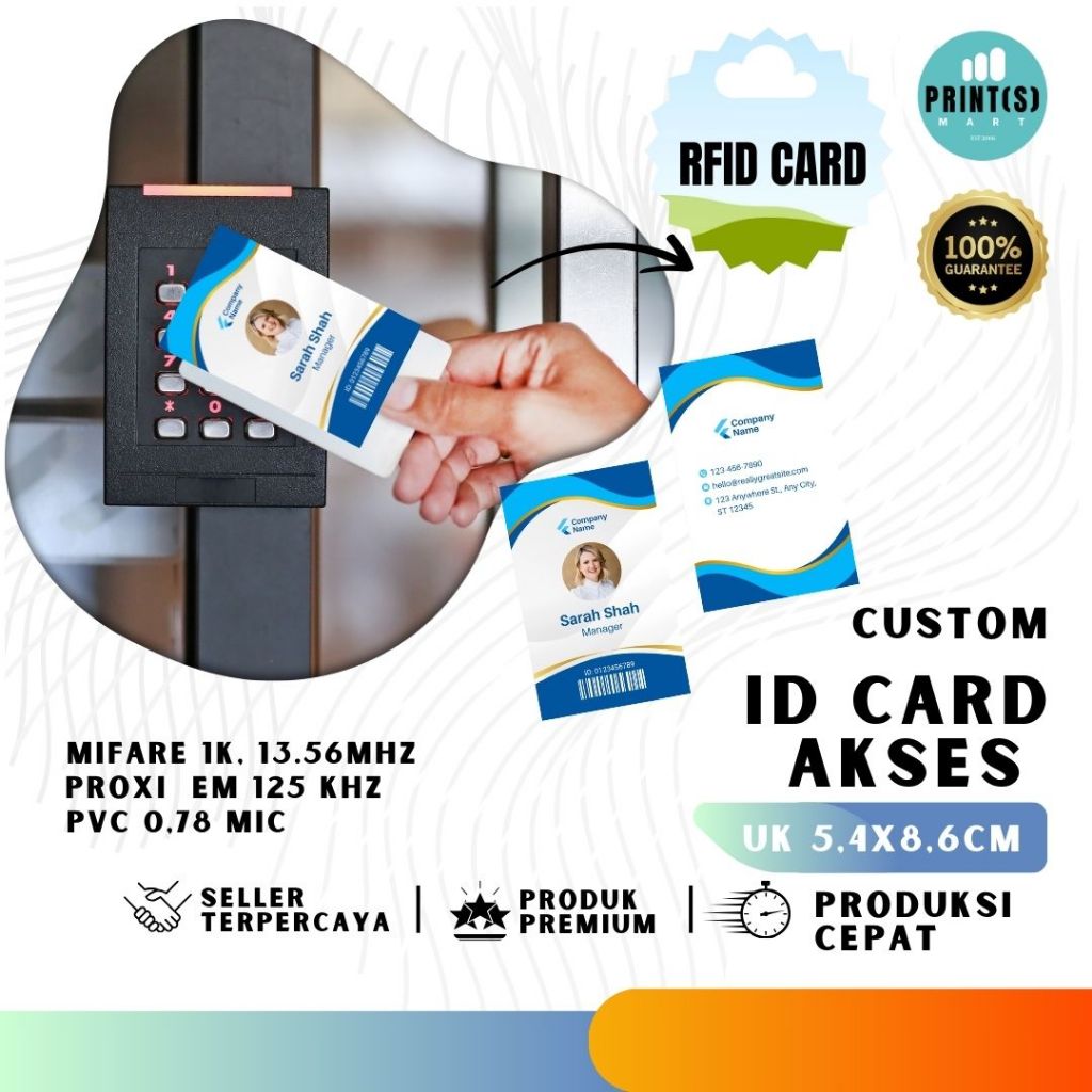

Cetak ID Card RFID kartu Akses Gedung Kantor Apartemen Kamar Hotel Parkiran dll kartu clamshal ready