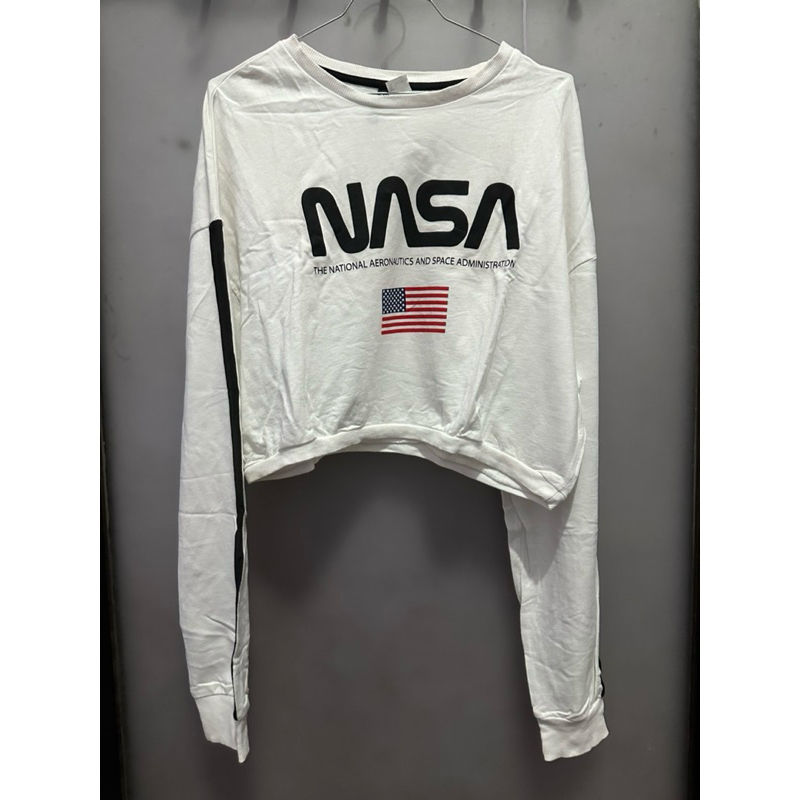 crop top h&m NASA white size L (preloved)