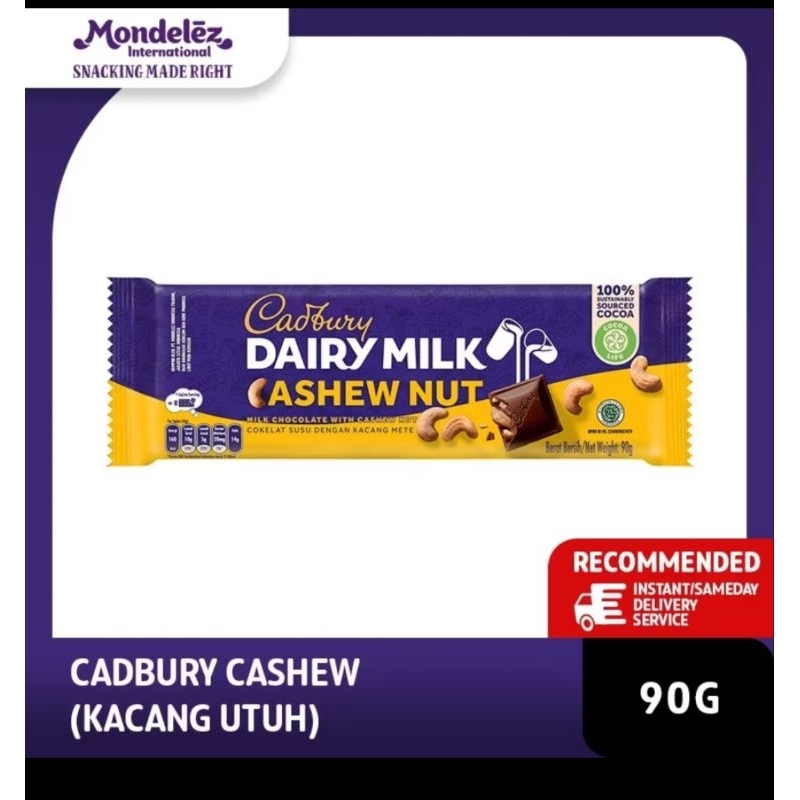 

Cadbury Dairy milik Cashew nut dengan kacang utuh ukuran 90gr 1pcs