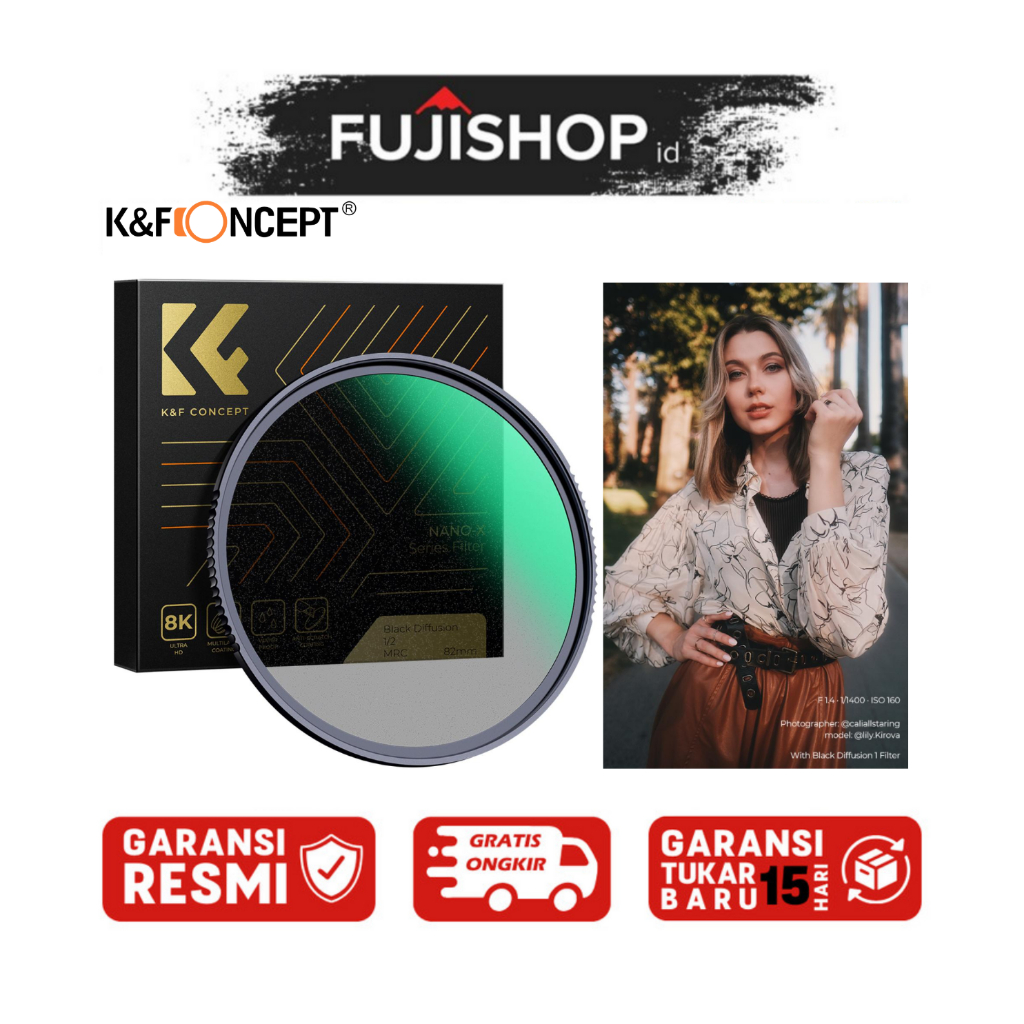 KNF K&F Concept 58mm Nano-X Black Mist Filter 1/2 Black Soft