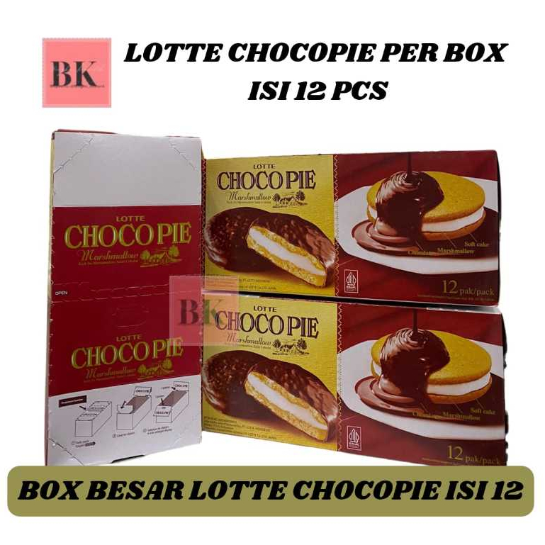 

(1BOX ISI 12PCS) LOTTE CHOCOPIE MARSHMALLOW SALUT COKLAT BOX BESAR ISI 12PCS