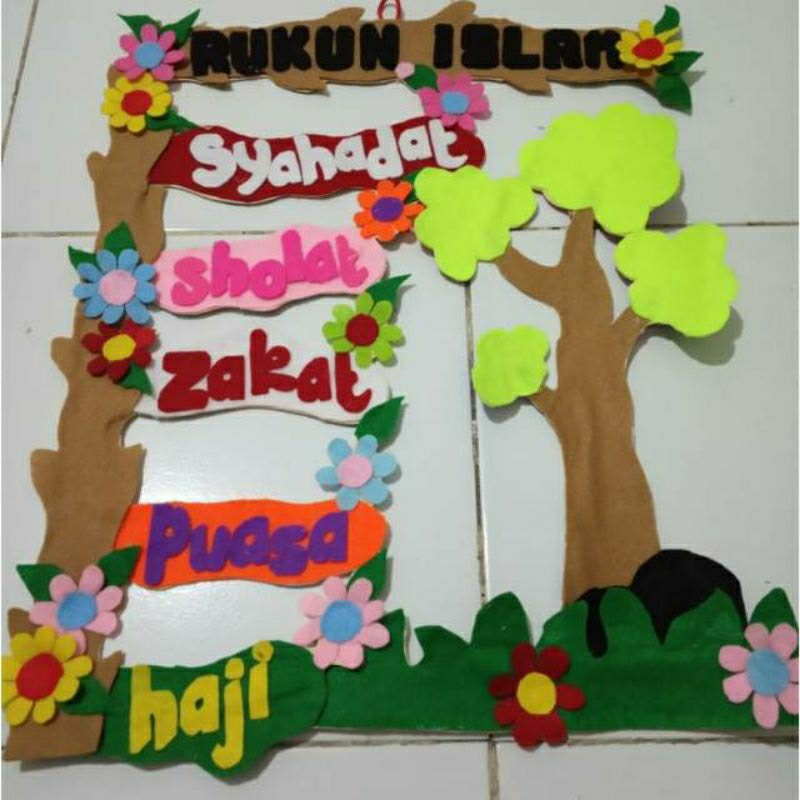 hiasan dinding rukun islam rukun iman / hiasan kelas paud tk sd termurah