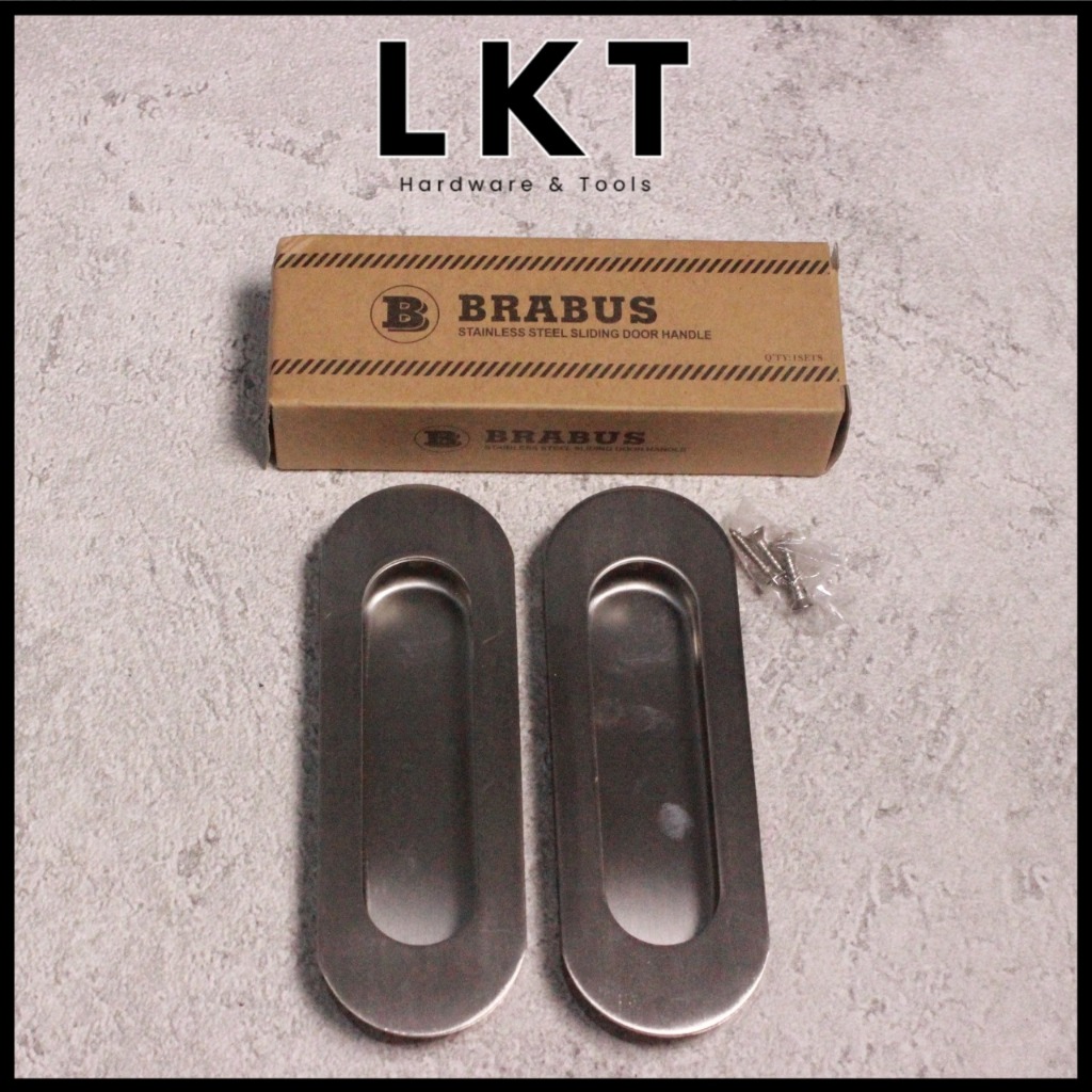 BRABUS Kom Tarikan Laci Lemari Tanam Stainless Steel Bulat / Kotak [1 Pasang]