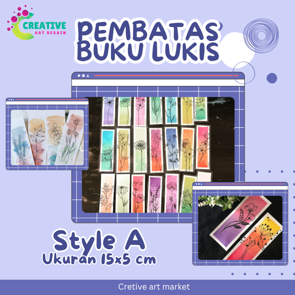 

[Style A] Pembatas Buku Lukisan Handmade - ukuran 15x5cm
