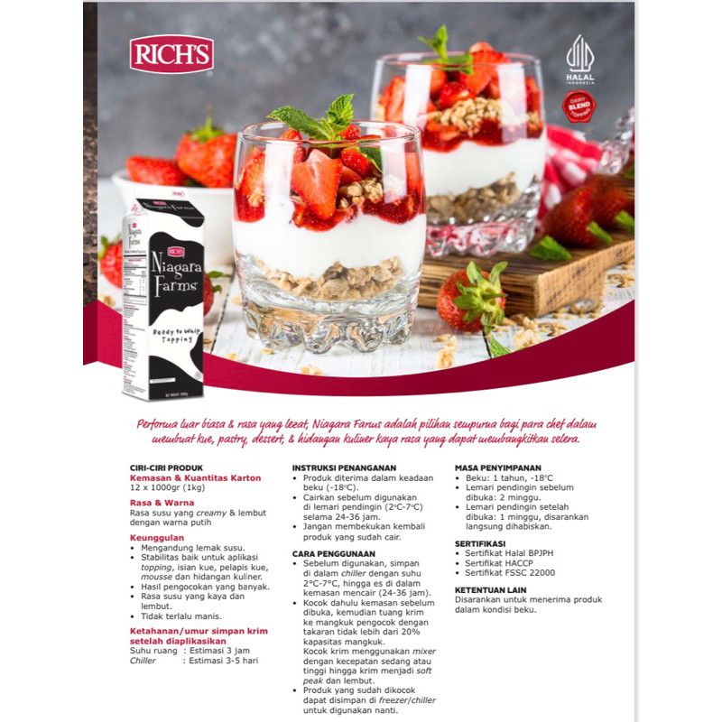 

PROMO exp maret Niaga Farm Richs Whipcream Dairy 1000gr