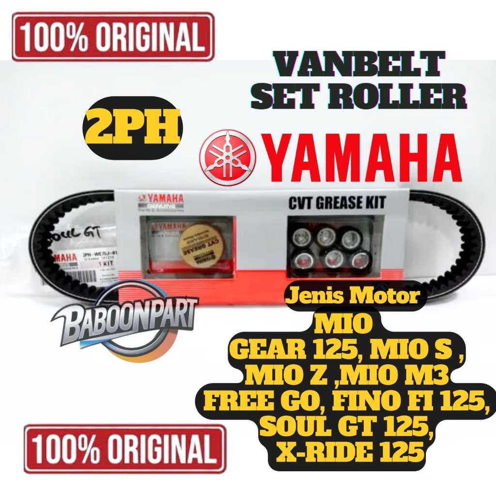 VANBELT PLUS ROLLER 2PH ORIGINAL MIO GEAR 125, MIO SOUL GT 125, X-RIDE 125, FREEGO ASLI PRESISI