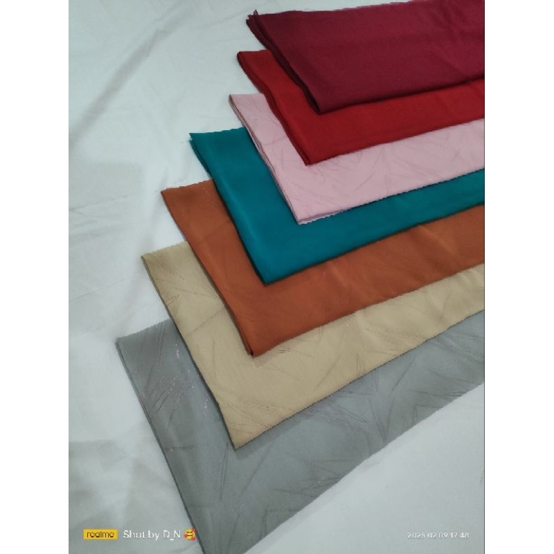 KAIN SIFON EMBOSS FOIL PRINT MOTIF DAUN BAMBU MEWAH PREMIUM LEBAR 150cm