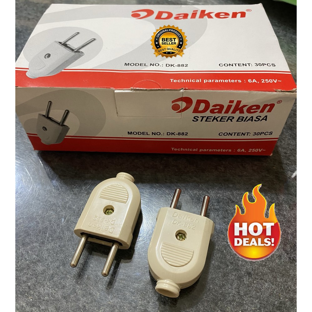 STEKER GEPENG DAIKEN DK-882 / STEKER MURAH / KAKI 2 /1 dos iso 30 pcs